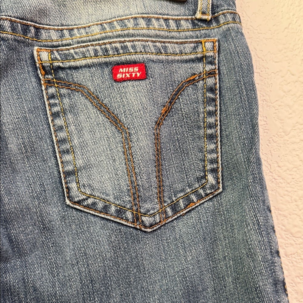 vintage Y2K Miss Sixty denim jeans low-rise fit distinctive zippered ankle